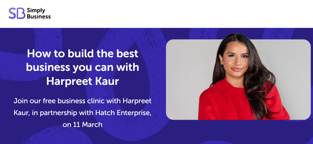 Header with headshot of Harpreet